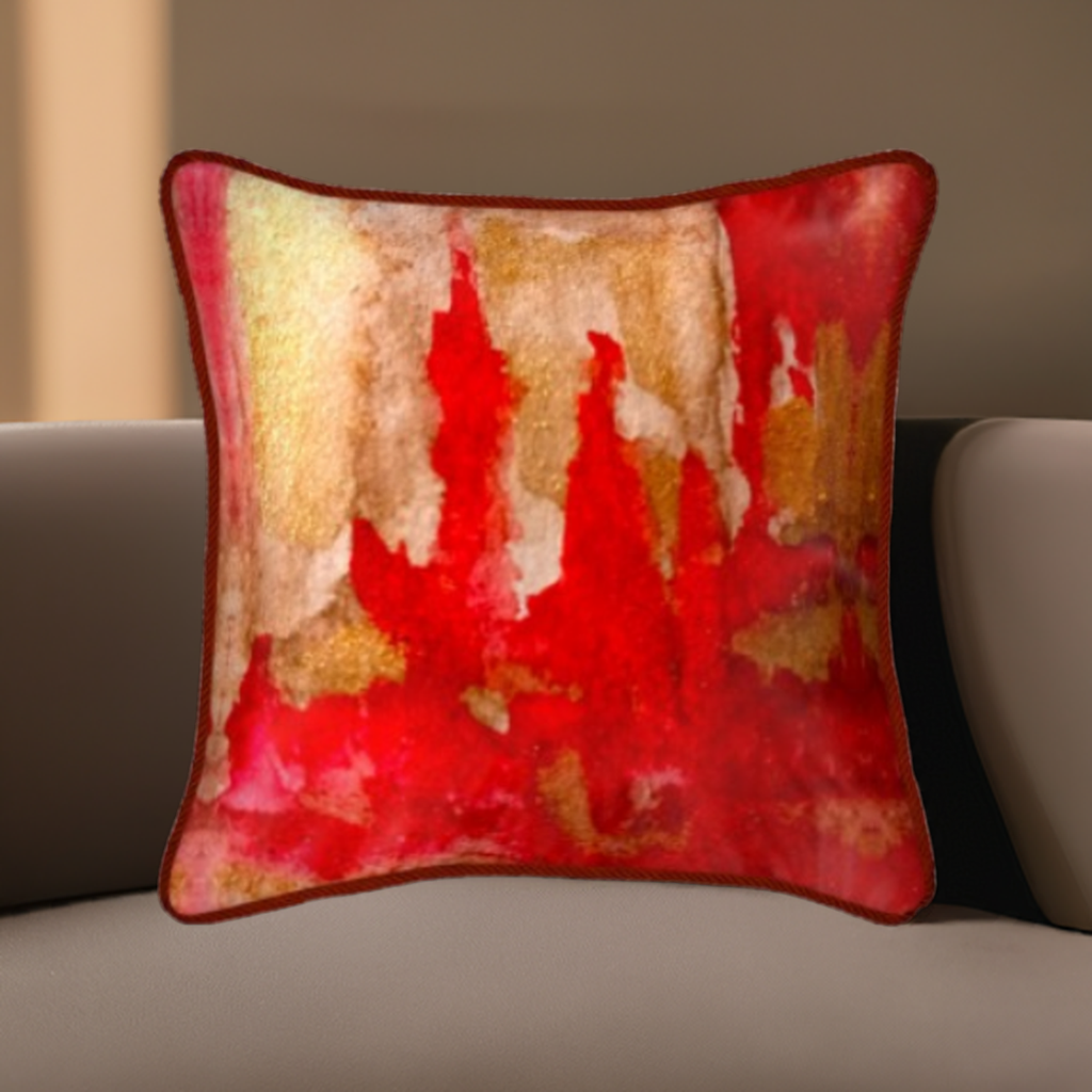 Red Lava Beautiful 100% Pure Silk Luxury Cushion