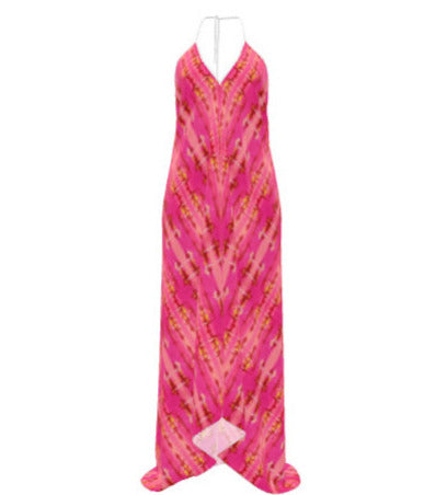 Pink Diva Silk Backless Halterneck Dress