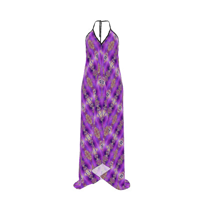 Purple Rani Silk Backless Halterneck Dress