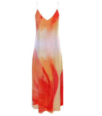 Red Phoenix Silk Slip Dress