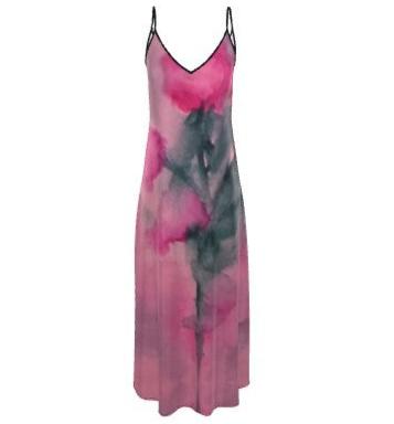 Floral Water Study#2 Silk Slip Dress