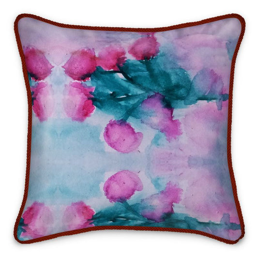 Floral Water Study#1 Beautiful 100% Pure Silk Luxury Cushion