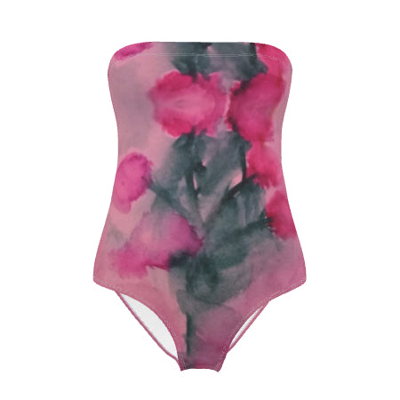 Floral Water Study #2 Strapless Stunning Swimwear