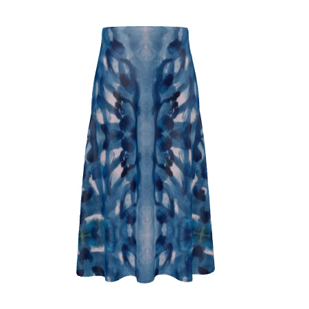 Astral Butterfly  A-line Midi Silk Skirt