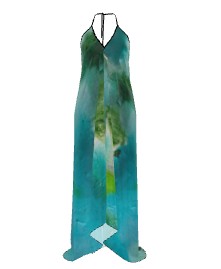 The Green Goddess  Backless Halterneck Dress