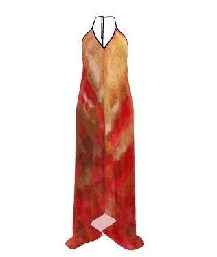 Hearts Afire Silk Backless Halterneck Dress