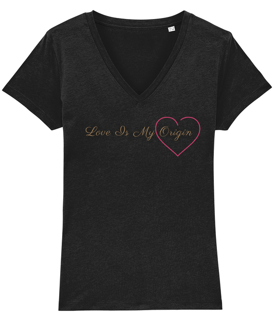 Love is My Origin Woman’s Organic Cotton V-Neck T-Shirt