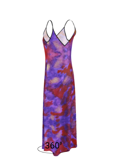 Purple & Orange Blooms Silk Slip Dress