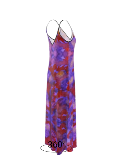 Purple & Orange Blooms Silk Slip Dress