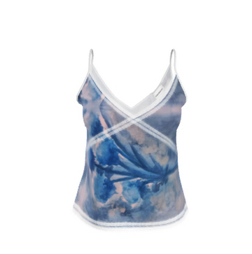 Floral Water Study #3 Printed Satin Cami Top