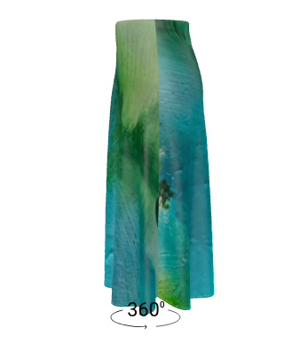 Green Goddess A-line Midi Silk Skirt