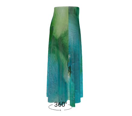 Green Goddess A-line Midi Silk Skirt