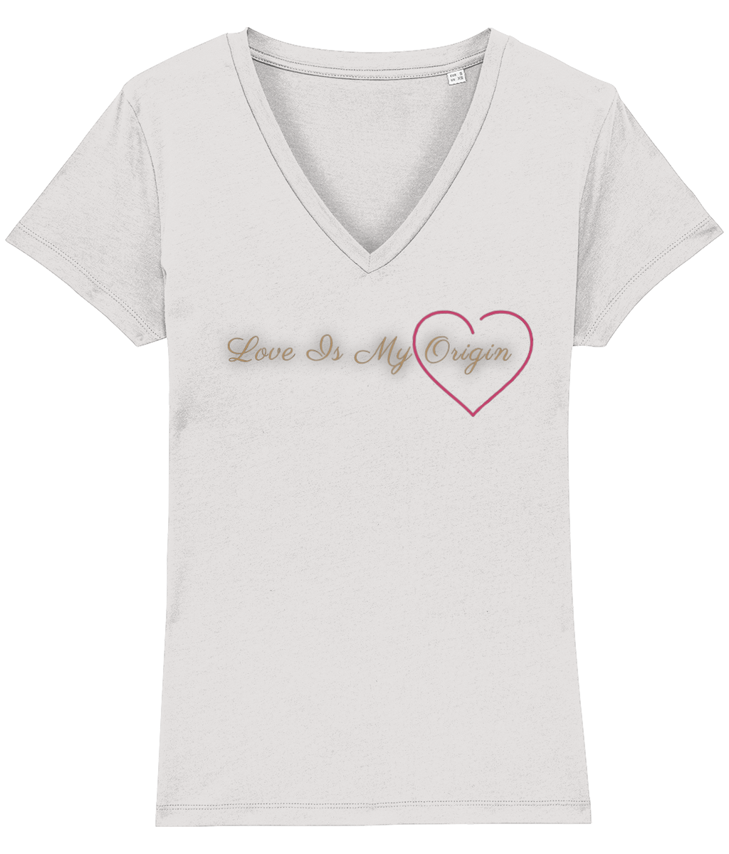 Love is My Origin Woman’s Organic Cotton V-Neck T-Shirt
